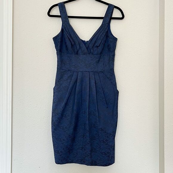 Bisou Bisou Navy Blue Sleeveless Derp V-neck Mini Cocktail Dress Size 4 - Picture 7 of 10